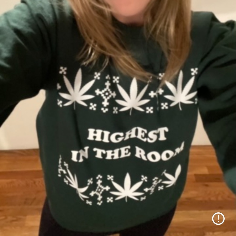 NWOT Private Party Highest in the Room graphic print sweatshirt forest green XS